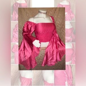 Hollween Costume Hot Pink Bell Sleeve Top